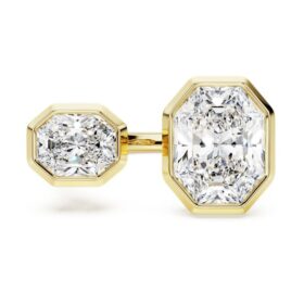 Ring mit achteckiger Fassung, im Labor gezüchtete Diamanten 4,10 Karat insgesamt, achteckige Form, 18 Karat Gelbgold