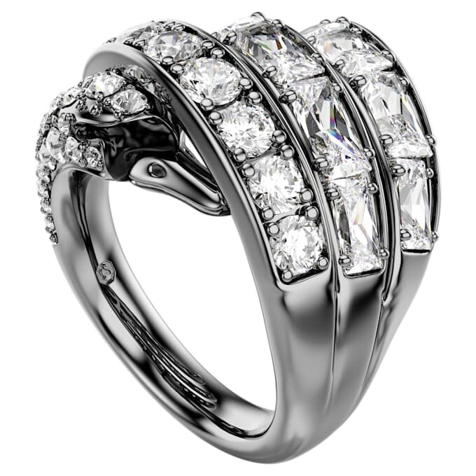 Ring „Swan“ aus der Vienna-Kollektion, weiß, rutheniumbeschichtet Ring „Swan“ aus der Vienna-Kollektion, weiß, rutheniumbeschichtet