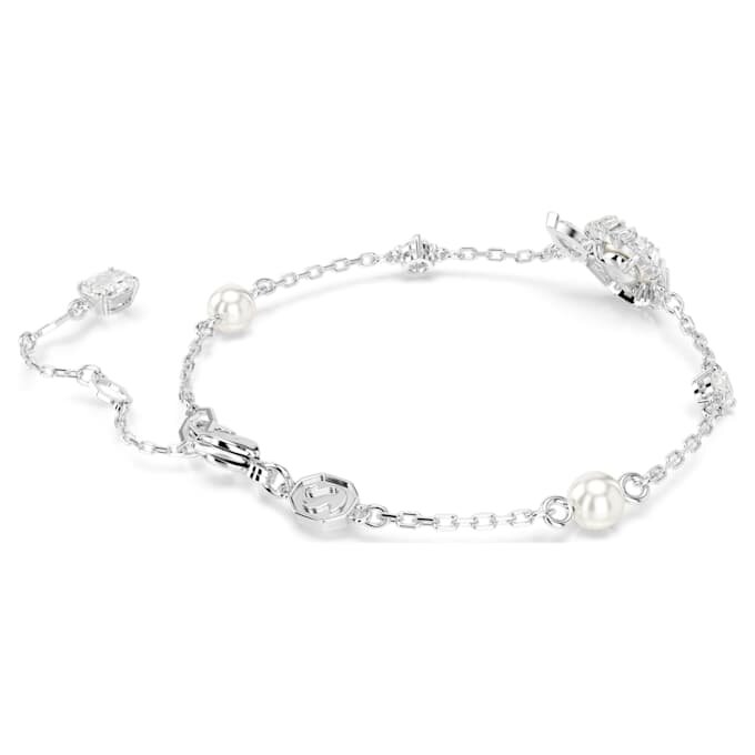 Schlangenarmband mit Kristallperle, gemischte Schliffe, Jahr der Schlange, weiß, rhodiniert Schlangenarmband mit Kristallperle, gemischte Schliffe, Jahr der Schlange, weiß, rhodiniert