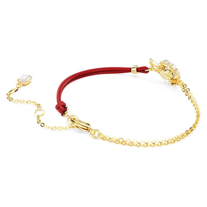 Schlangenarmband mit Kristallperlen, gemischte Schliffe, Jahr der Schlange, rot, goldfarben plattiert Schlangenarmband mit Kristallperlen, gemischte Schliffe, Jahr der Schlange, rot, goldfarben plattiert