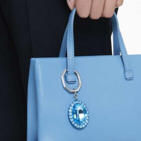 Schlüsselanhänger mit ovalem Schliff, blau, Metall-Mix-Finish