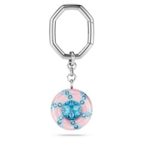 Schlüsselanhänger mit rundem Schliff, mehrfarbig, rhodiniert