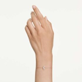 Schwan-Armband mit gemischten Schliffen, Schwan, Weiß, roségoldfarben plattiert