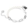 Schwan-Armband mit Kristallperlen, Schwan, schwarz, Metallmix-Finish