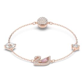 Schwan-Armband „Swan“, rosa, rosévergoldet