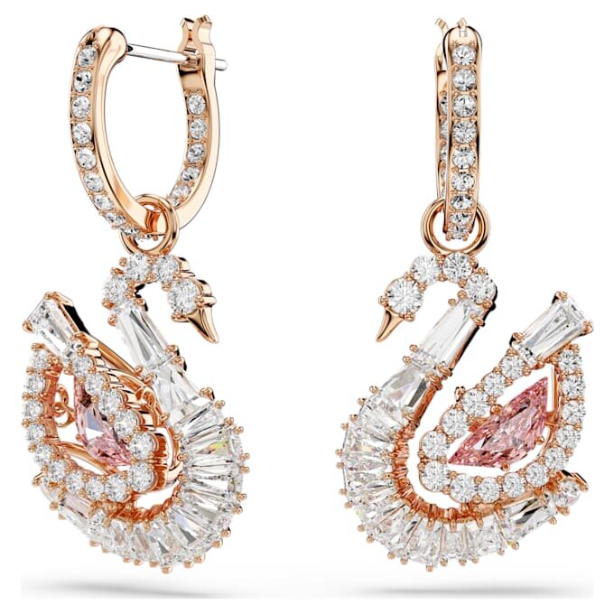 Schwan-Ohrringe Pavé, Schwan, Rosa Schwan-Ohrringe Pavé, Schwan, Rosa