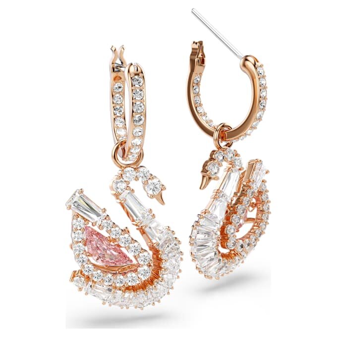 Schwan-Ohrringe Pavé, Schwan, Rosa Schwan-Ohrringe Pavé, Schwan, Rosa