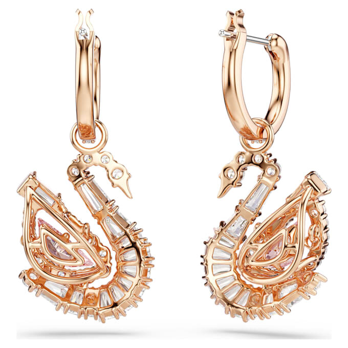 Schwan-Ohrringe Pavé, Schwan, Rosa Schwan-Ohrringe Pavé, Schwan, Rosa