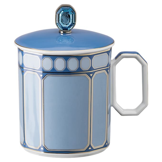Signum-Becher mit Deckel aus Porzellan, blau Signum-Becher mit Deckel aus Porzellan, blau