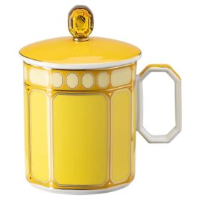 Signum-Becher mit Deckel aus Porzellan, gelb