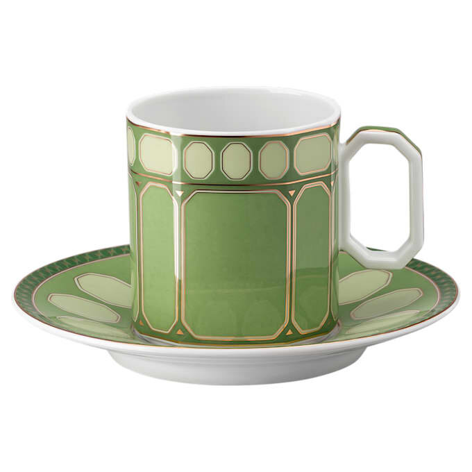 Signum Kaffeetasse mit Untertasse aus Porzellan, grün Signum Kaffeetasse mit Untertasse aus Porzellan, grün