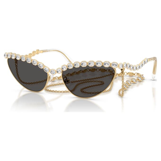 Sonnenbrille in Cat-Eye-Form, mit Kette, grau Sonnenbrille in Cat-Eye-Form, mit Kette, grau