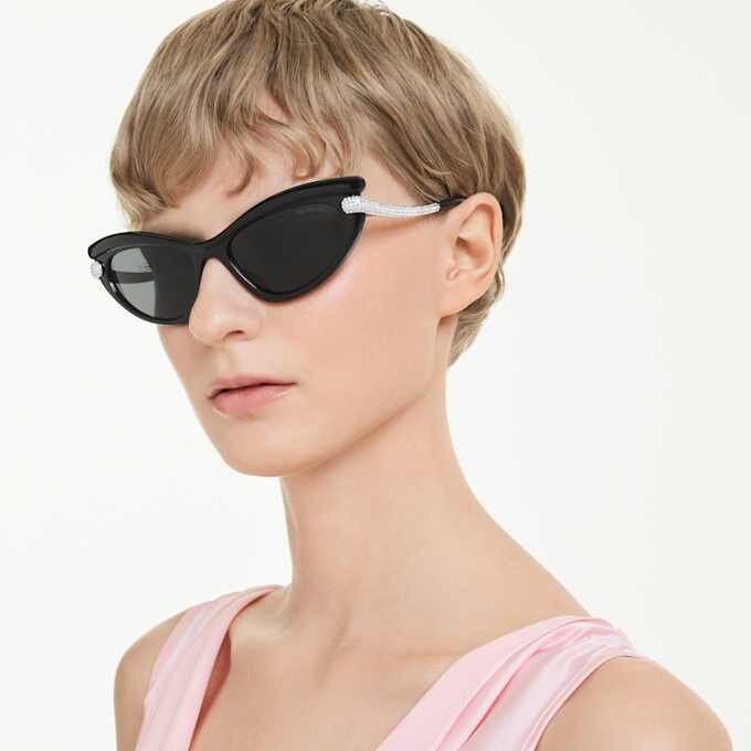 Sonnenbrille in Cat-Eye-Form, Sk6038, Schwarz Sonnenbrille in Cat-Eye-Form, Sk6038, Schwarz