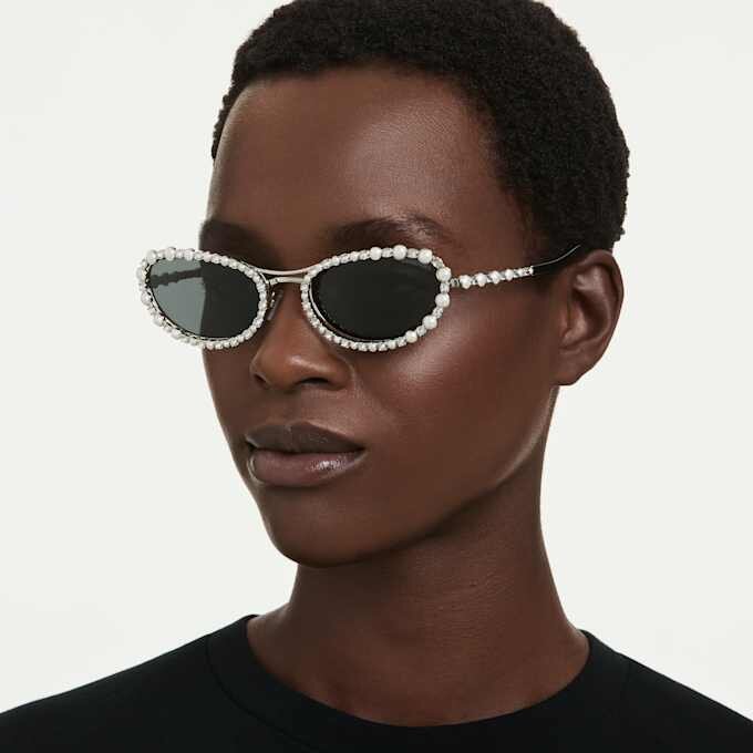 Sonnenbrille in ovaler Form, 2-in-1-Aufsteckbrille, Sk7044, silberfarben Sonnenbrille in ovaler Form, 2-in-1-Aufsteckbrille, Sk7044, silberfarben