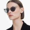 Sonnenbrille in ovaler Form, Sk7017, silberfarben