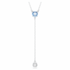 Stilla Attract Y-Halskette mit rundem Schliff, blau, rhodiniert