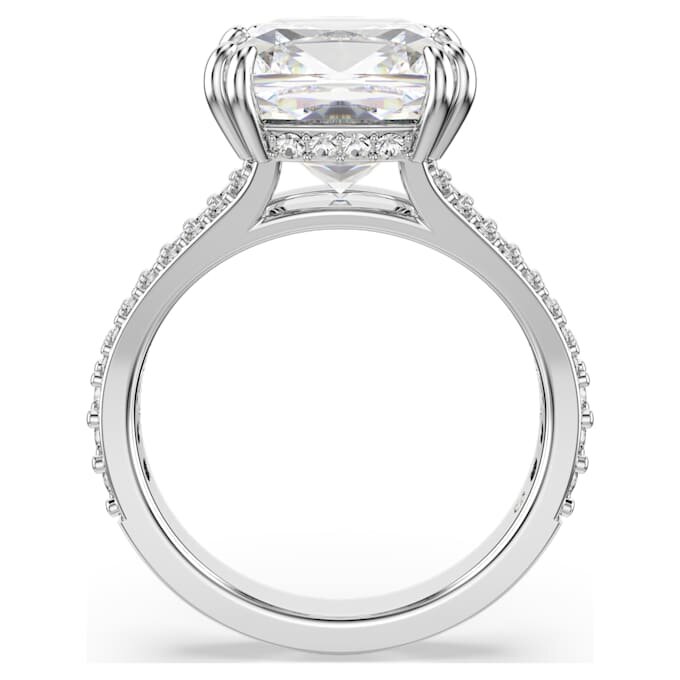 Stilla Cocktailring, quadratischer Schliff, Pavé, weiß, rhodiniert Stilla Cocktailring, quadratischer Schliff, Pavé, weiß, rhodiniert