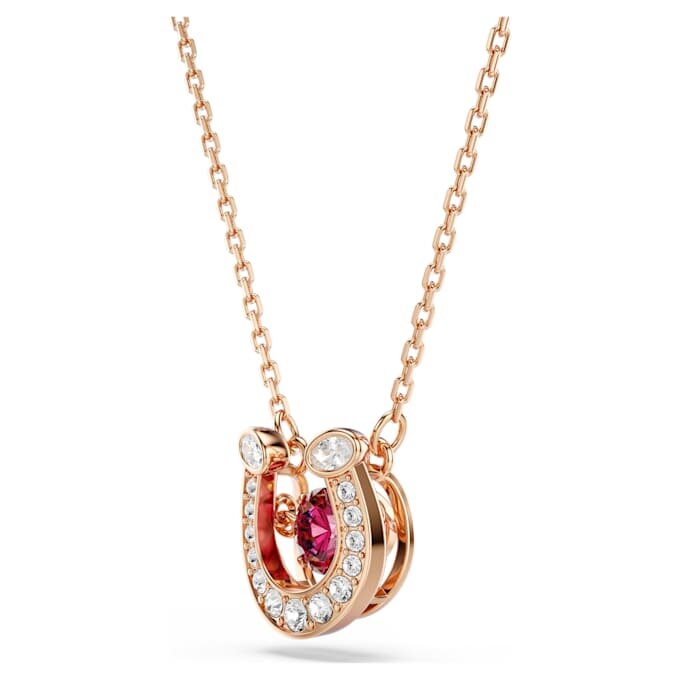 Symbolica-Anhänger, Rundschliff, Pavé, Hufeisen, rot, rosévergoldet Symbolica-Anhänger, Rundschliff, Pavé, Hufeisen, rot, rosévergoldet