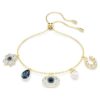 Symbolica-Armband mit Kristallperle, Kleeblatt, bösem Blick und Hufeisen, blau, vergoldet Symbolica-Armband mit Kristallperle, Kleeblatt, bösem Blick und Hufeisen, blau, vergoldet