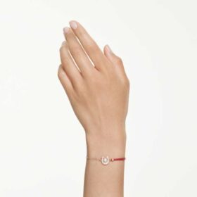 Symbolica-Armband mit Kristallperle, Pavé, Hufeisen, weiß, roségoldfarben plattiert