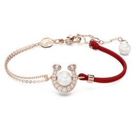 Symbolica-Armband mit Kristallperle, Pavé, Hufeisen, weiß, roségoldfarben plattiert