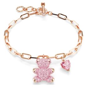 Teddy-Armband „Bär“, rosa, roségoldfarben plattiert