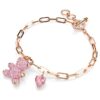 Teddy-Armband „Bär“, rosa, roségoldfarben plattiert