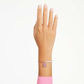Teddy-Armband mit Kristallperle, Bär, Rosa, roségoldfarben plattiert