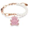 Teddy-Armband mit Kristallperle, Bär, Rosa, roségoldfarben plattiert