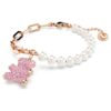 Teddy-Armband mit Kristallperle, Bär, Rosa, roségoldfarben plattiert