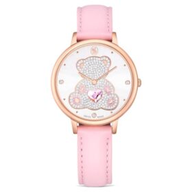 Teddy-Uhr Swiss Made, Lederarmband, Rosa, roségoldfarbene Beschichtung Teddy-Uhr Swiss Made, Lederarmband, Rosa, roségoldfarbene Beschichtung