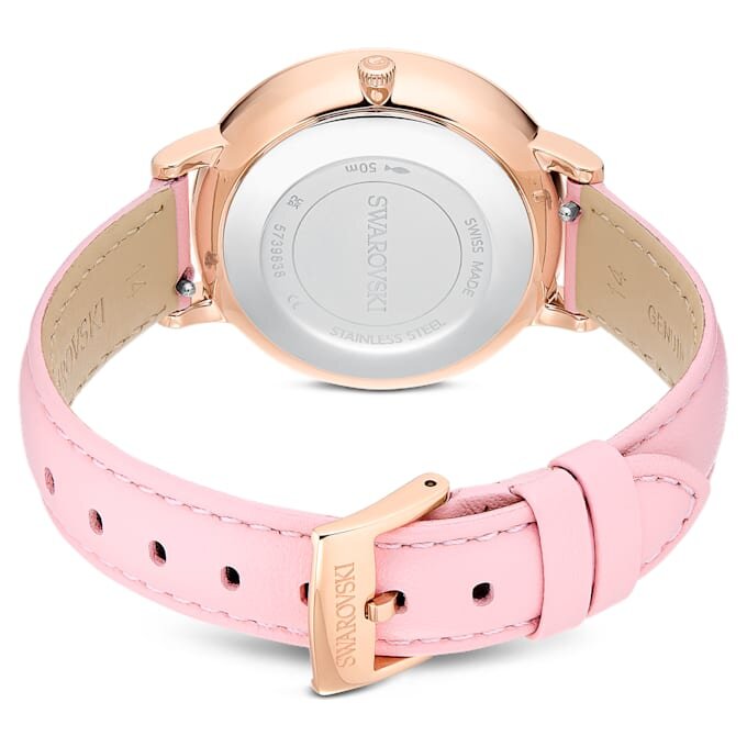 Teddy-Uhr Swiss Made, Lederarmband, Rosa, roségoldfarbene Beschichtung Teddy-Uhr Swiss Made, Lederarmband, Rosa, roségoldfarbene Beschichtung