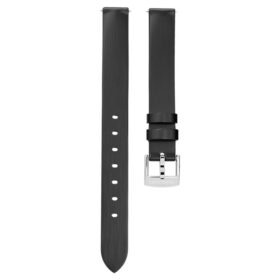 Uhrenarmband 12 mm (0,47″) breit, Leder, schwarz, Edelstahl Uhrenarmband 12 mm (0,47″) breit, Leder, schwarz, Edelstahl