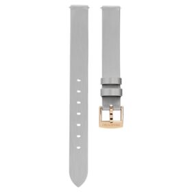 Uhrenarmband, 12 mm (0,47″) breit, Leder, silberfarben, roségoldfarben veredelt