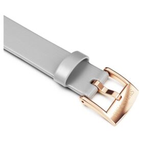 Uhrenarmband, 12 mm (0,47″) breit, Leder, silberfarben, roségoldfarben veredelt