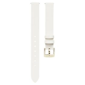 Uhrenarmband, 12 mm (0,47″) breit, Leder, weiß, champagnerfarbene Vergoldung