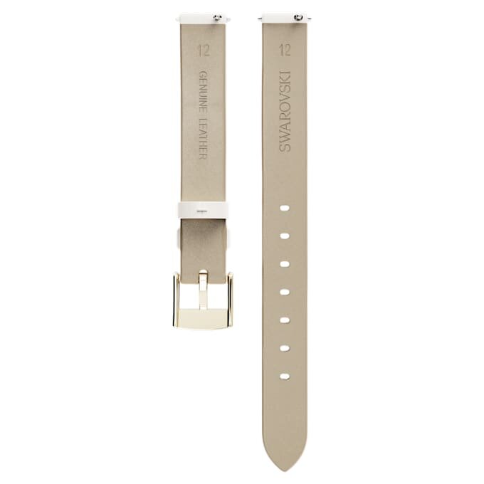 Uhrenarmband, 12 mm (0,47″) breit, Leder, weiß, champagnerfarbene Vergoldung Uhrenarmband, 12 mm (0,47″) breit, Leder, weiß, champagnerfarbene Vergoldung