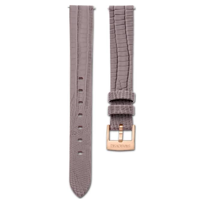 Uhrenarmband, 13 mm (0,51″) breit, Leder, grau, roségoldfarben Uhrenarmband, 13 mm (0,51″) breit, Leder, grau, roségoldfarben