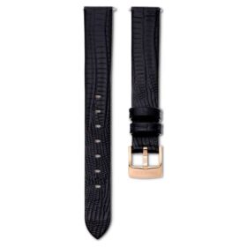 Uhrenarmband, 13 mm (0,51″) breit, Leder, schwarz, roségoldfarben