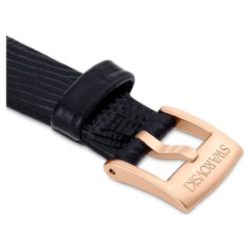 Uhrenarmband, 13 mm (0,51″) breit, Leder, schwarz, roségoldfarben