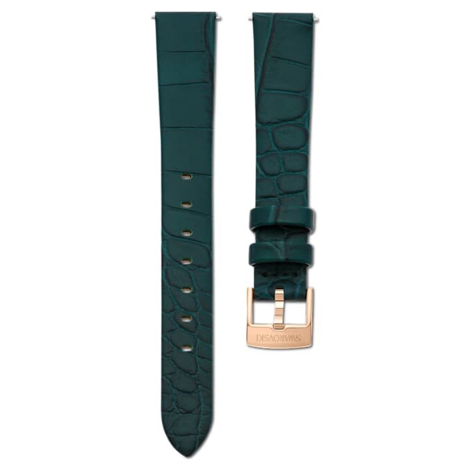 Uhrenarmband, 14 mm (0,55″) breit, Leder, grün, roségoldfarben Uhrenarmband, 14 mm (0,55″) breit, Leder, grün, roségoldfarben
