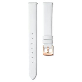 Uhrenarmband, 14 mm (0,55″) breit, Leder, weiß, roségoldfarben Uhrenarmband, 14 mm (0,55″) breit, Leder, weiß, roségoldfarben
