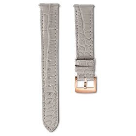 Uhrenarmband, 15 mm (0,59″) breit, Leder mit Ziernähten, grau, roségoldfarben Uhrenarmband, 15 mm (0,59″) breit, Leder mit Ziernähten, grau, roségoldfarben