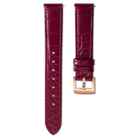 Uhrenarmband, 15 mm (0,59″) breit, Leder mit Ziernähten, rot, roségoldfarben Uhrenarmband, 15 mm (0,59″) breit, Leder mit Ziernähten, rot, roségoldfarben