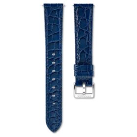 Uhrenarmband 16 mm (0,63″) breit, Leder mit Naht, blau, Edelstahl Uhrenarmband 16 mm (0,63″) breit, Leder mit Naht, blau, Edelstahl