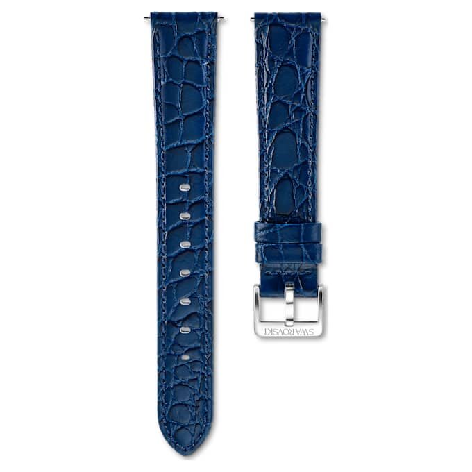 Uhrenarmband 16 mm (0,63″) breit, Leder mit Naht, blau, Edelstahl Uhrenarmband 16 mm (0,63″) breit, Leder mit Naht, blau, Edelstahl