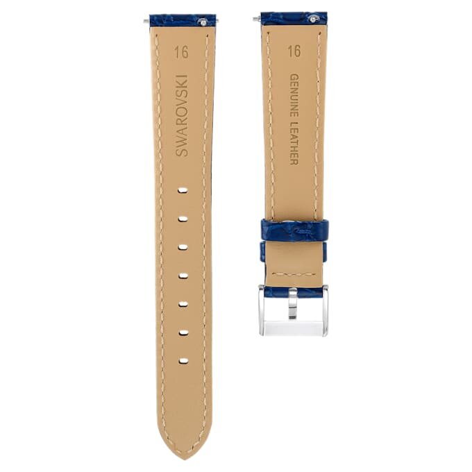 Uhrenarmband 16 mm (0,63″) breit, Leder mit Naht, blau, Edelstahl Uhrenarmband 16 mm (0,63″) breit, Leder mit Naht, blau, Edelstahl