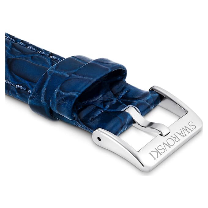Uhrenarmband 16 mm (0,63″) breit, Leder mit Naht, blau, Edelstahl Uhrenarmband 16 mm (0,63″) breit, Leder mit Naht, blau, Edelstahl