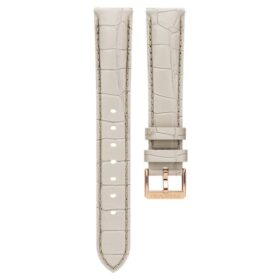 Uhrenarmband, 16 mm (0,63″) breit, Leder mit Ziernähten, grau, roségoldfarben