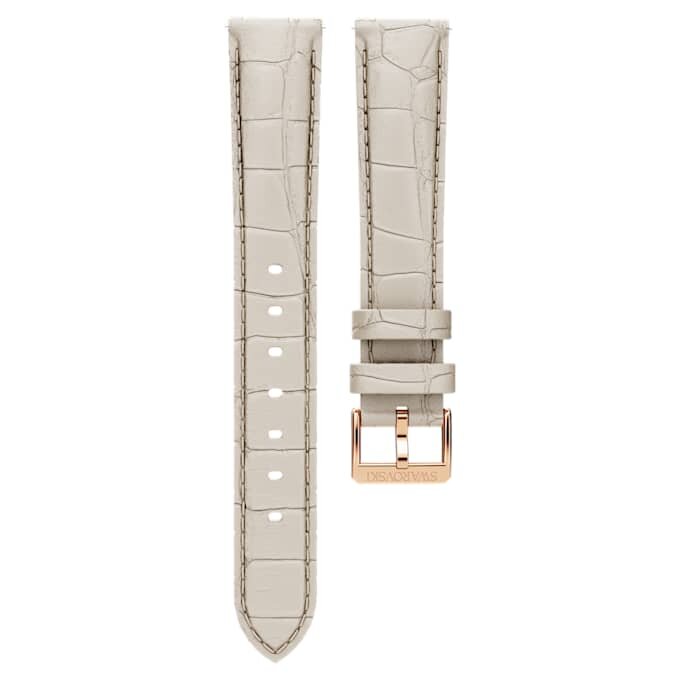 Uhrenarmband, 16 mm (0,63″) breit, Leder mit Ziernähten, grau, roségoldfarben Uhrenarmband, 16 mm (0,63″) breit, Leder mit Ziernähten, grau, roségoldfarben
